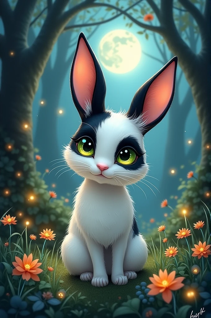 White rabbit and black cat fusion