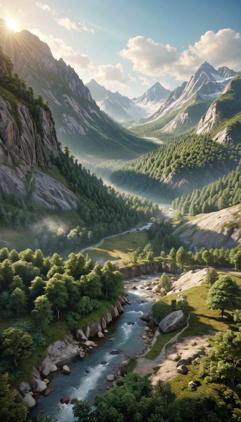 Mountains and forests background(best quality，4K，8k，High level，masterpiece：1.2），Ultra Detailed，（lifelike，Photo real，Photo real：1.37），Highly detailed animals，Complex patterns，Realistic lighting