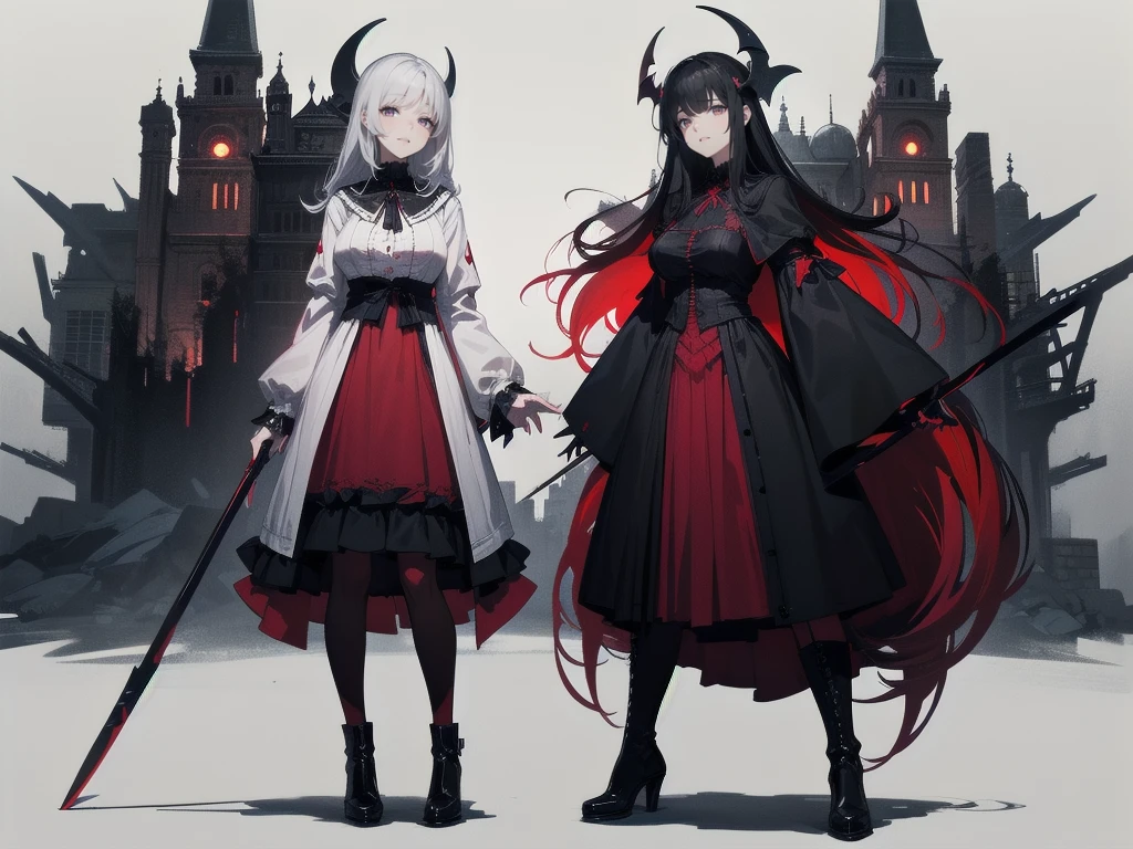 、Very big boobs、beautiful girl、Very beautiful girl、Witch Costume、cute、、smile、Long skirt、Black long boots、.(Highest quality,4K,High resolution,masterpiece:1.2),Very detailed,Realistic:1.37,Spooky altar background,Dark fantasy,Red color scheme,Ominous atmosphere,Eye-catching,Storytelling,anatomy,Anime Style,Concept Art,beautiful細部までこだわった顔と (((Red eyes ))),A terrifying ritual ,Satanic Ritual,Premature death,inappropriate behavior,クレイジーなsmile,Scythe Face,Girl Monster, beautiful, Delicate facial features, Sharp Eye, Sharp Fangs, pale skin, Dark Background, Cinema Lighting, Dramatic Shadows, Gothic style, Gloomy atmosphere, Dark fantasy, one person&#39;s, Please open your mouth wide, Open your mouth and baring your teeth,Sharp teeth like a beast, Wide lips, very wide mouth, Vermilion cheeks, ,(Blood splatter:1.4),Scary smile, smile,Angel Design, Twisted smile、Bloody、bleeding from the head,,,,,、Blood splatter、,(Blood splatter:1.4),skull,Horror Style, ((Fantasy Sweet Magician&#39;s Hat　Witch Costume)), ((Flowing blonde hair)), ,(Blood splatter:1.4),Female curves, Sexy flat stomach, Perfect hands, Perfect anime face, (Pink Tata Dress)), Are standing, ((邪悪なsmile)), ,(Blood splatter:1.4), Steam circulates, Moonlight Illumination, night lighting, (Blood splatter:1.6),アニメAngel Design, Twisted smile、Bloody、bleeding from the head,,,,,、Blood splatter、,(Blood splatter:1.4), skull,Gothic architecture、Western architecture、Fantasy World、,Victorian cities, Skeleton Gas Light,Absurd, High resolution、 ((Tabletop)), ((Highest quality)), (Very detailedな), ((Very detailed)), (beautiful), ((cute)), (NFSW:1.8), alone,(10 years old:1.6)、(world&#39;The most terrifying and creepy demon girl:1.5)beautiful face、pale, beautiful肌、beautiful金の髪、優しくsmileむ、Dark building ruins、(snow white&#39;Frill dress:1.3)、(The dark ruins are stained with blood:1.3)、(少女は血の海の中にAre standing:1.5)、(The ground is full of blood:1.3)、(The girl lost a lot of blood....:1.3)、(クレイジーなsmile:1.6)、Spirits、(Blood dripping from the mouth:1.3)、
