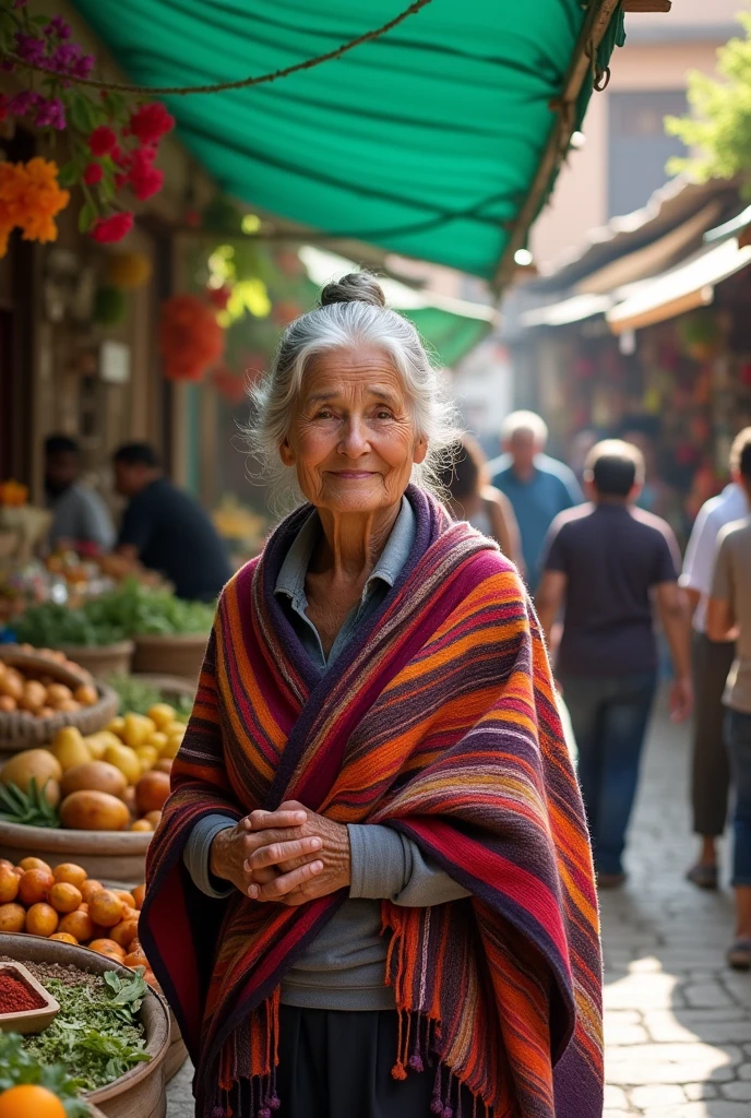 Elderly woman selling at the market