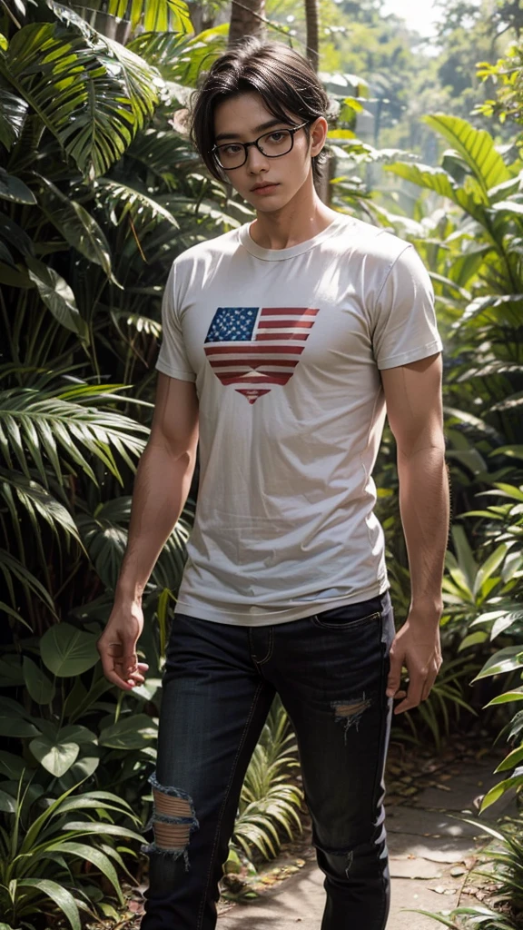 ((best image quality, 8k, tmasterpiece:1.3)) slim guy, blonde hair, blue eyes, short beard, medium and messy hair, shy, gay, american clothing