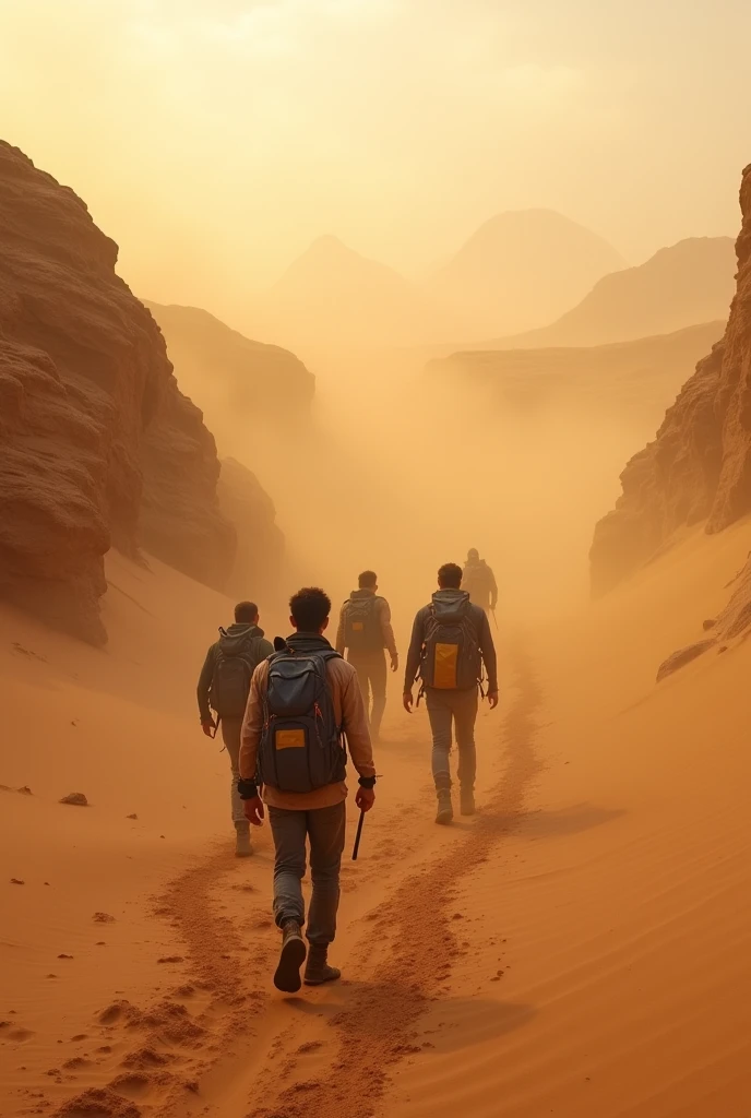 The hiking group ventured deep into the Sahara desert seeking a unique experience. Everything seemed to be going well until a sandstorm caught them, leaving them disoriented and without supplies..
