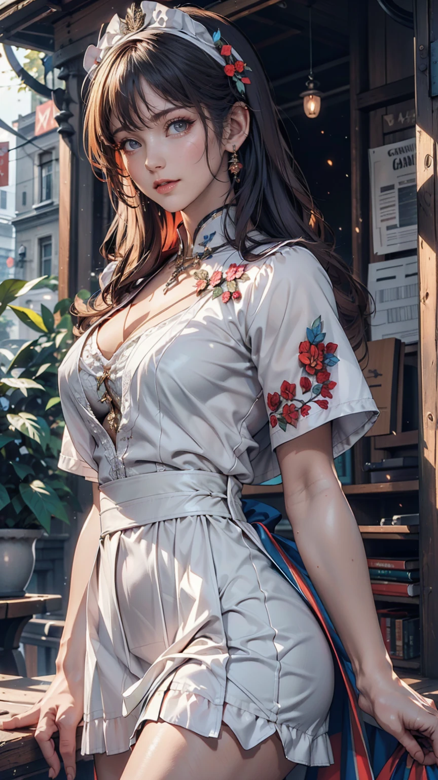 (Game CG,Highest quality,masterpiece:1.3),1 gigi, White capelet, White Dress, skirt