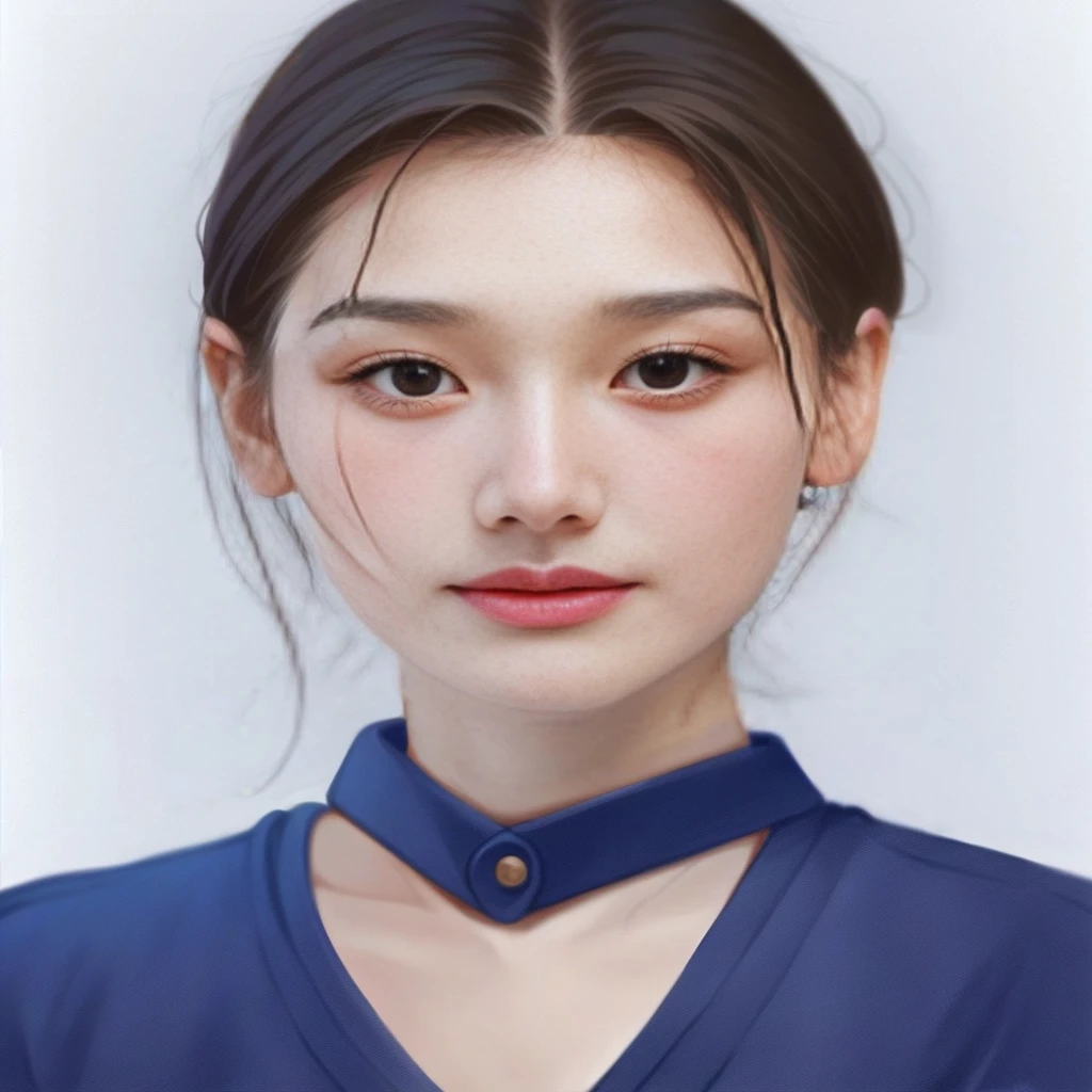 Please dress her in clothes worn by Korean influencers、Make her hair long and have her in a photo at a cafe.。