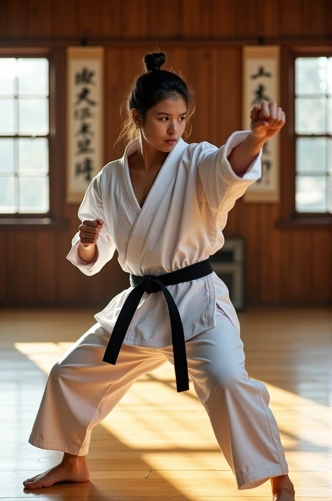 Karate player doing workout