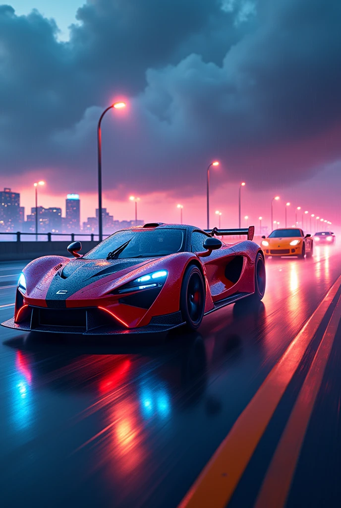 Movie Posters、Racing cars speeding、Flowing headlights