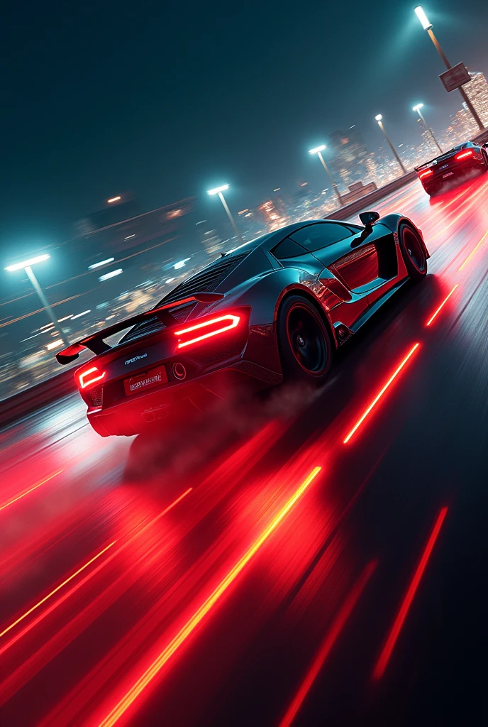 Movie Posters、Racing cars speeding、High-speed cornering、Flowing taillights