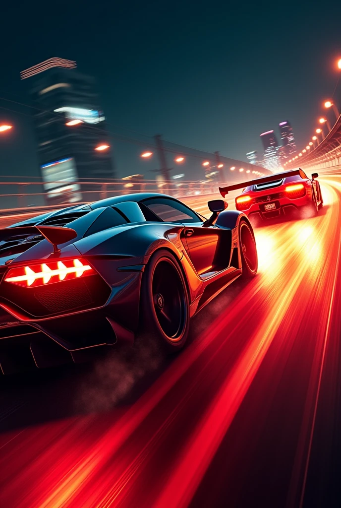 Movie Posters、Racing cars speeding、High-speed cornering、Flowing taillights