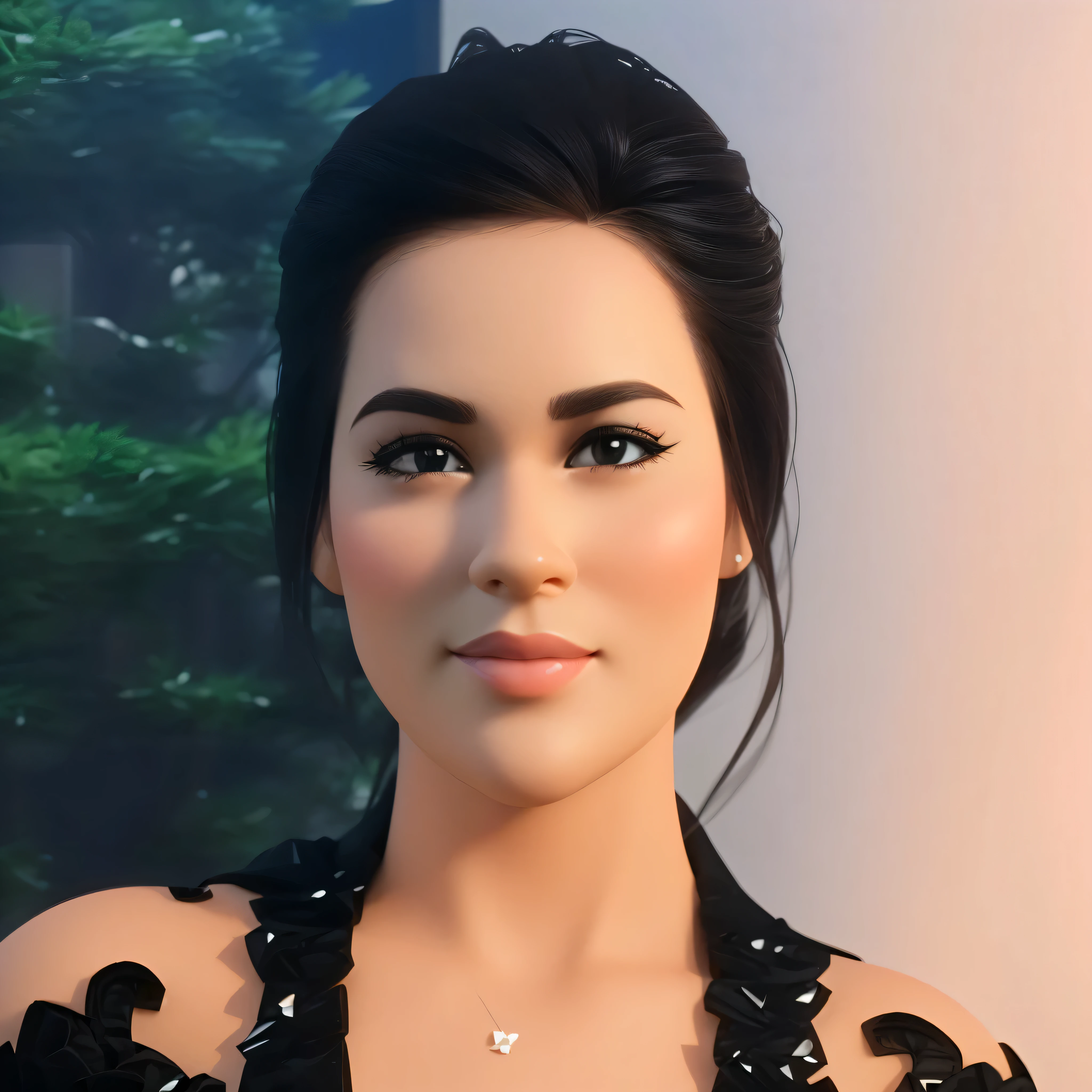 3d cartoon caricature, A woman with tied hair, Elegant, stylish, cute, beautiful hair, 3D render, 3D Cartoon, big head, cartoonish look, high resolution, super detail, soft lighting