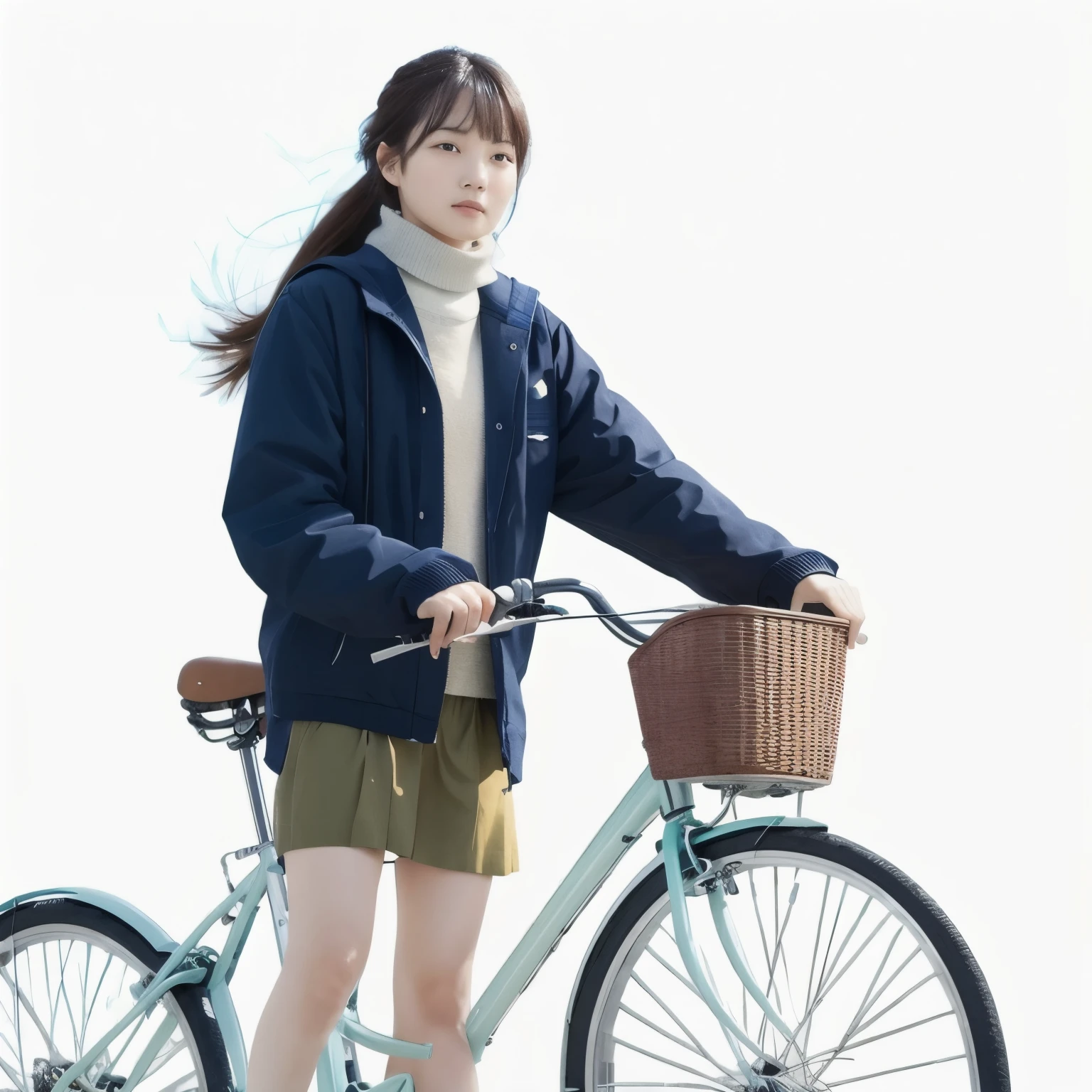 (masterpiece, Highest quality:1.2), One person, ride a bicycle, alone