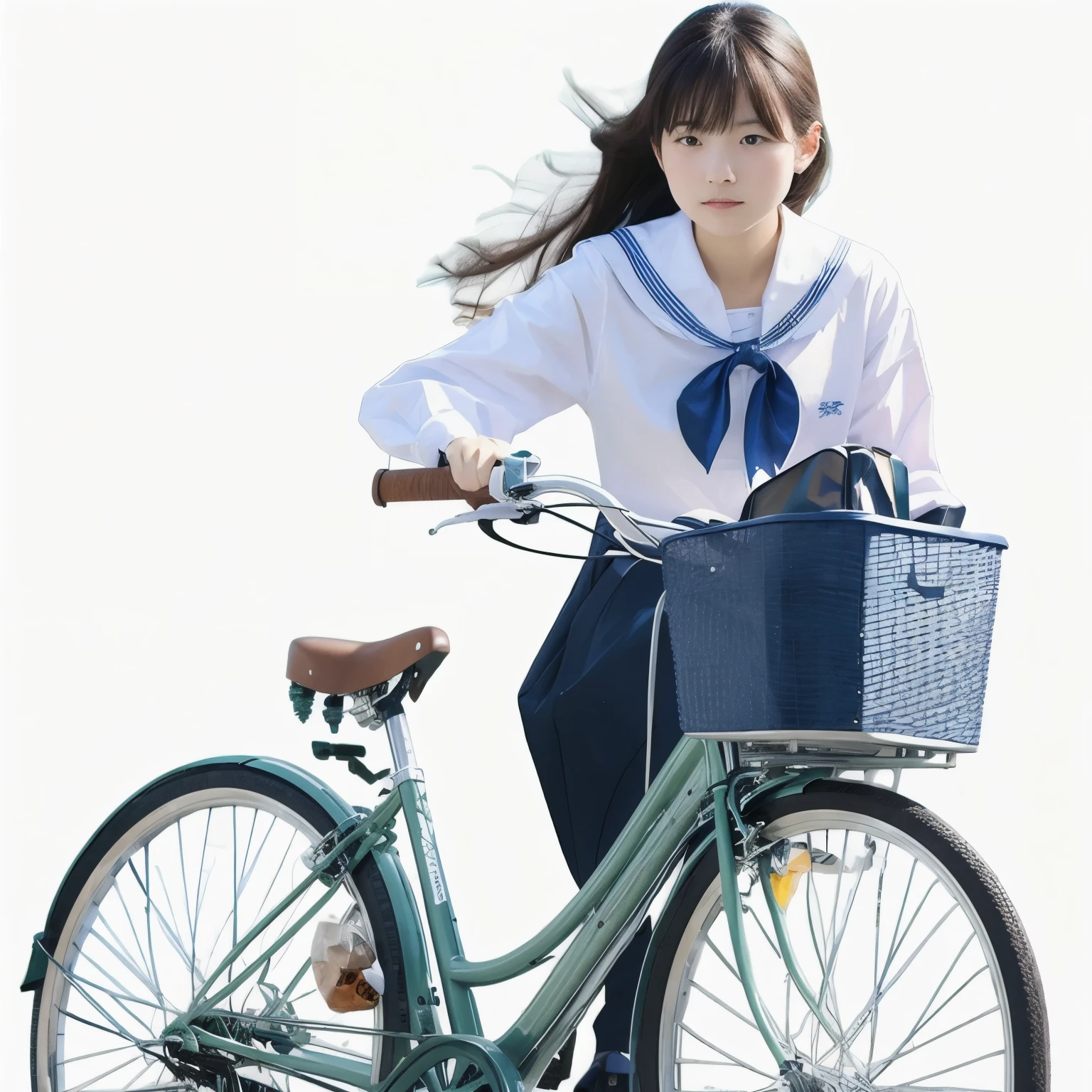 (masterpiece, Highest quality:1.2), One person, ride a bicycle, alone