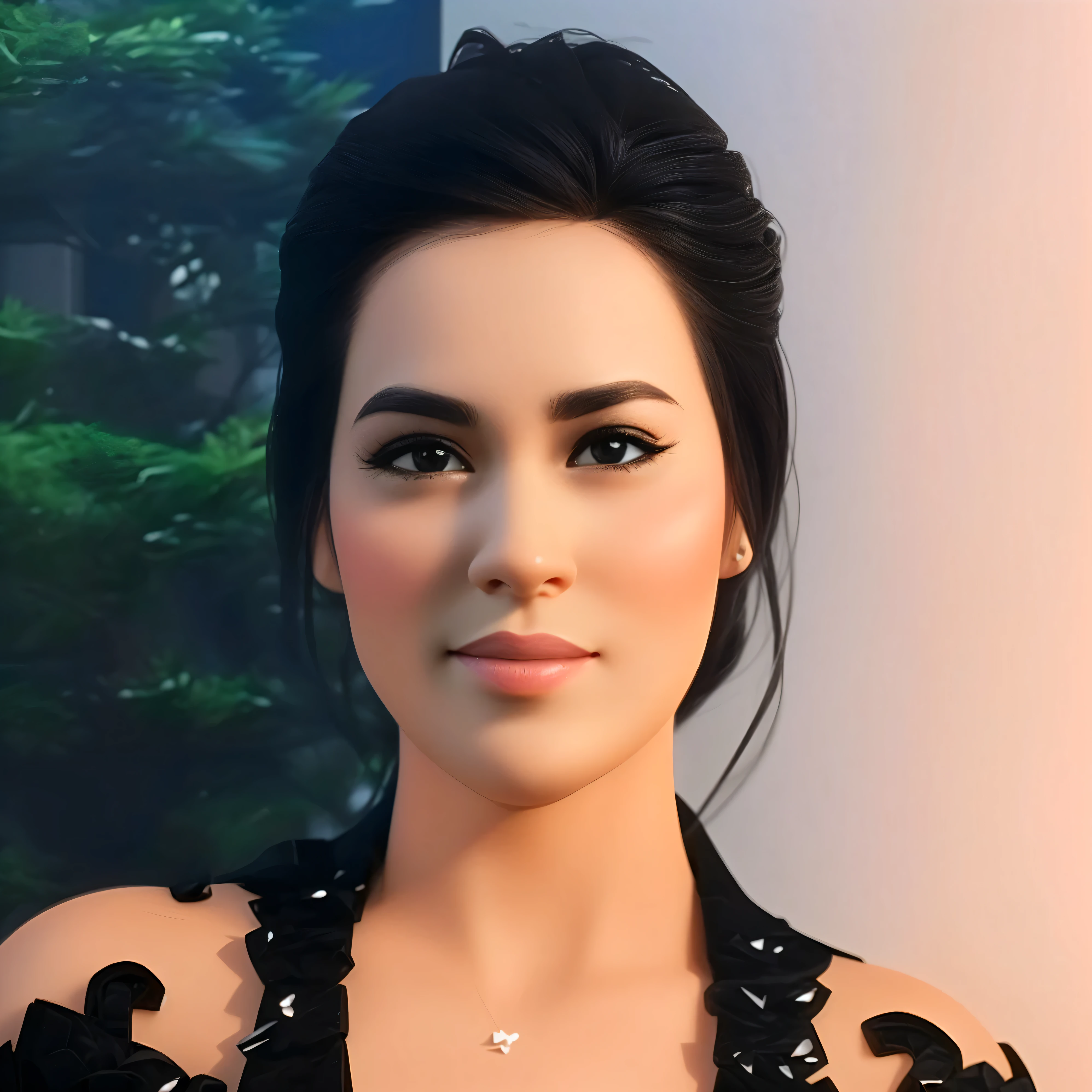 3d cartoon caricature, A woman with tied hair, Elegant, stylish, cute, beautiful hair, 3D render, 3D Cartoon, big head, cartoonish look, high resolution, super detail, soft lighting