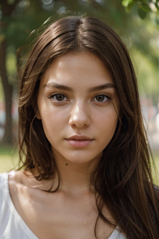 Generates a high quality image of an 18 year old European woman. The image must show your face in high detail, with a focus on correct anatomy. The woman should have facial features typical of a person of this age., like light skin, straight, natural-colored hair (rubio, brown or black), and clear eyes. Make sure the lighting and shadows are natural to highlight the precision in the details of the face.