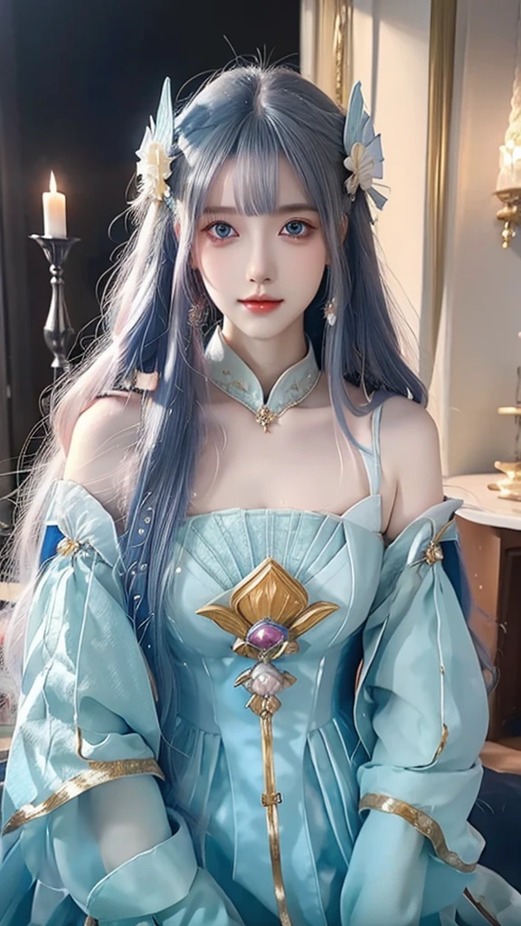 a woman with long hair and blue eyes wearing a dress, beautiful character painting, 8k)), a beautiful fantasy empress, ((a beautiful fantasy empress)), 8k high quality detailed art, palace , a girl in hanfu, ethereal beauty, beautiful anime portrait, beautiful anime woman, beautiful anime girl, beautiful digital artwork, fantasy art style, beautiful digital illustration