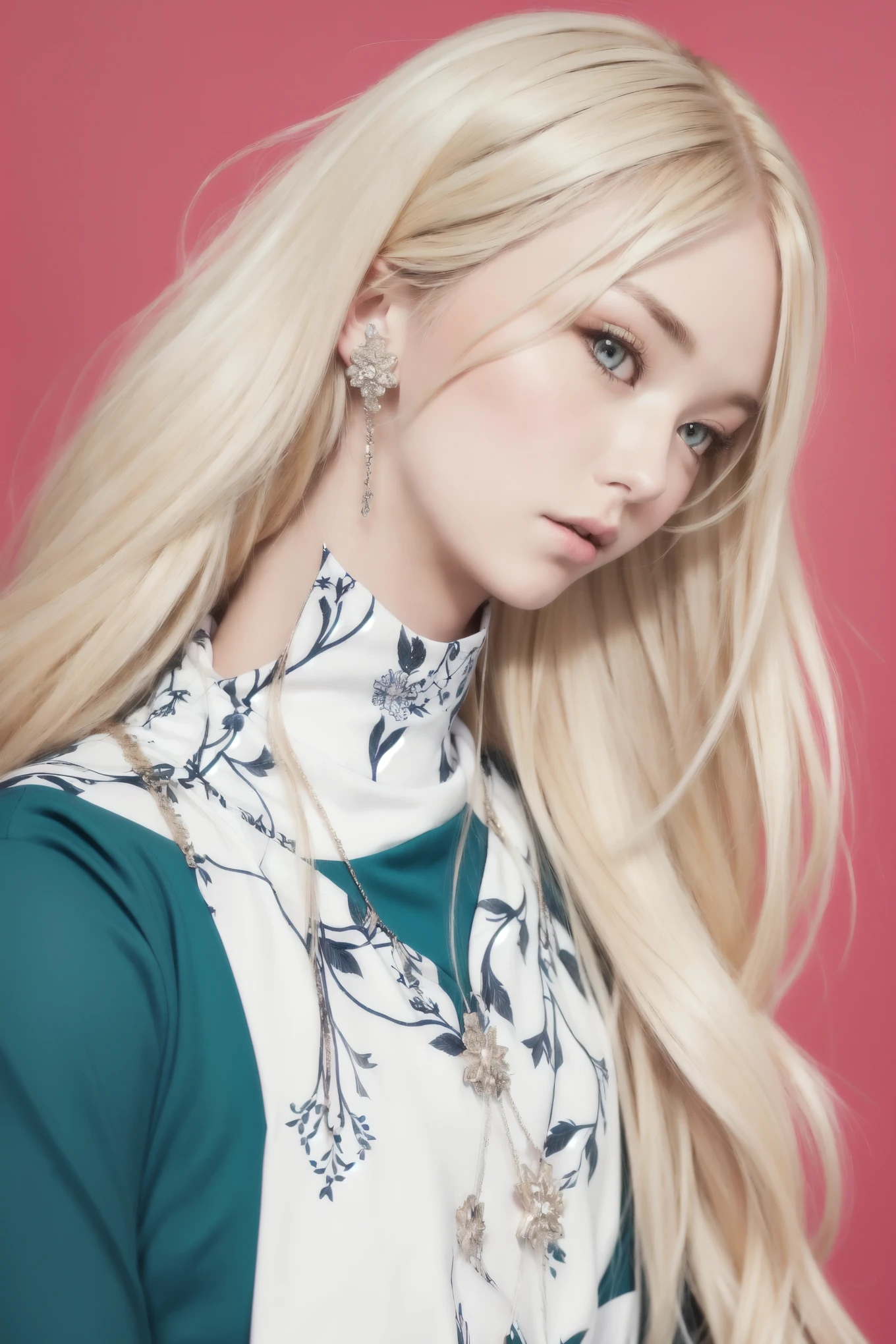 girl with long blonde hair looking down, blonde girl with long hair, girl with long hair, beautiful portrait, detailed expressions, detailed clothes, realistic portrait