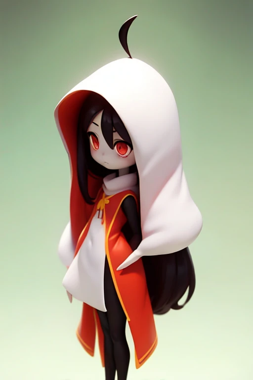Primary school students young small height: 130cm Standing picture Simple design The dress is a one-piece camisole Sleeveless No sleeve Long Hair Long black hair Hair is black Red eyes Shoulder-baring ahoge Kokeshi
