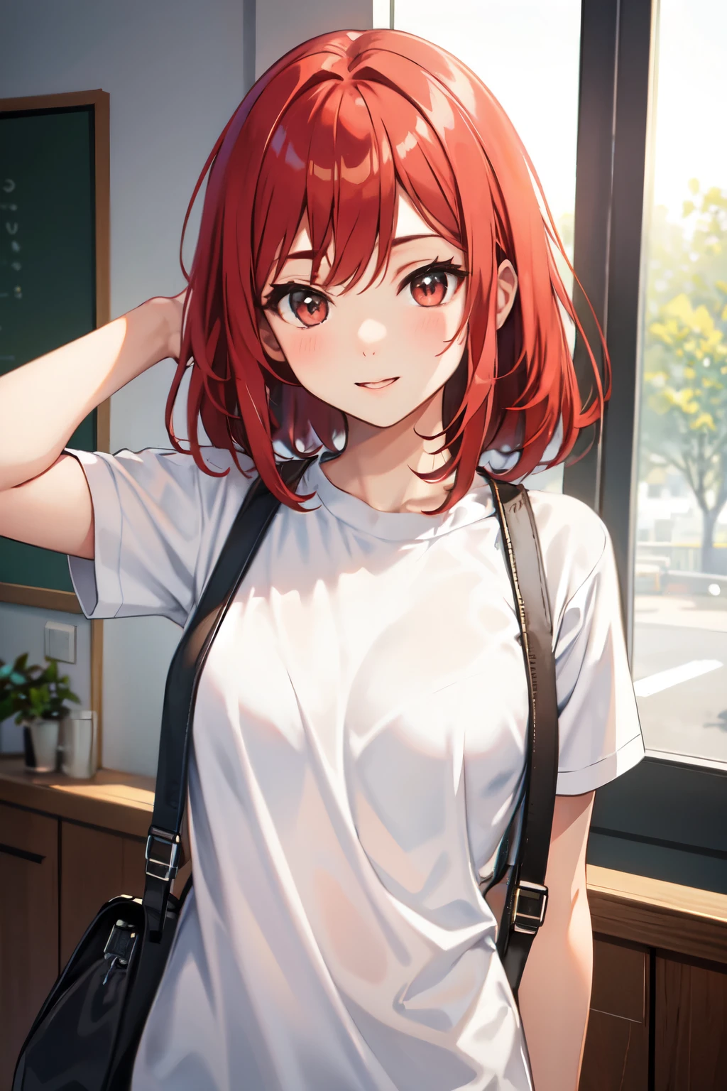 (Highest quality)), ((masterpiece)), (detailed), high school girl, Lewd, red Hair,Returning home,Nice body
