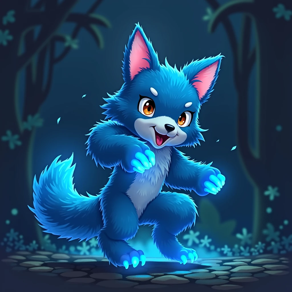 Protogen furry with blue butthole bends over while her asshoel secretes blue glowing cum