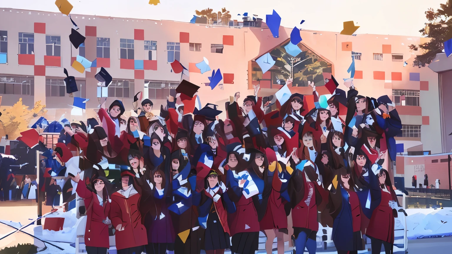 graduates in caps and gowns throw their caps in the air, graduation photo, 2 0 1 9, 2019, album photo, high quality photos, university, college, group photo, 2 0 2 0, high drama, 2020, photo taken in 2 0 2 0, taken with canon 8 0 d, celebration, 2018