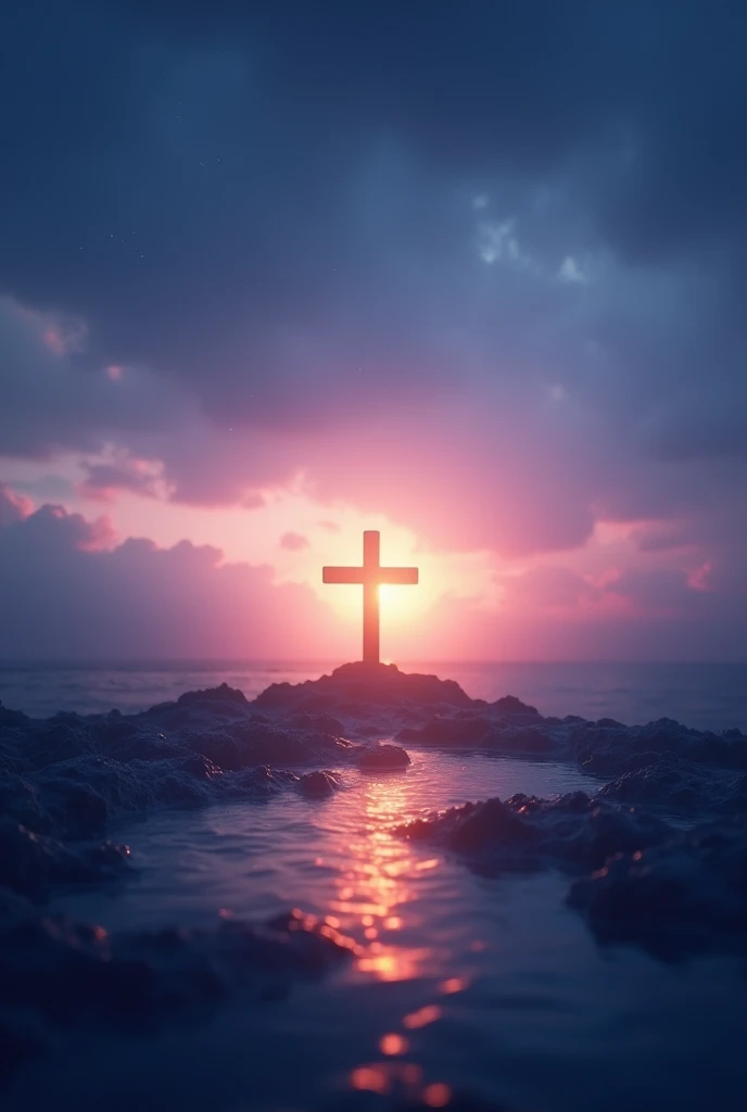 Create a visually captivating wallpaper for the date "17 de agosto," centered on themes of change and Jesus. The background should feature a soft transition from night to day, symbolizing transformation and renewal. In the foreground, include a subtle but radiant cross, glowing gently to represent the presence of Jesus guiding through change. 