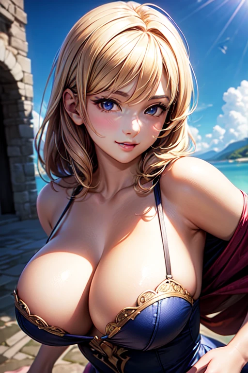 Very detailed, In detail, High resolution, 8k wallpaper, Perfect dynamic composition, Beautiful attention to detail, Cleavage, Beautiful breasts, Full of smiles, Shy smile, Fantastic landscape, Different world, Flushed face, Close-up of breasts and serene expression, Beautifully detailed fingers, Mysterious journey, Dynamic pose, Natural Lip, Random sexy poses, high detail, masterpiece, accurate, anatomically correct, super detail, high quality, highres, award winning, UHD, 8k, Fantasic landscape, sexy dress, Captivating Female Body, The ultimate female body, Beautiful female body, Seductive udder, off shoulder, Firm breasts, Perfect body with realistic shading, Incredibly detailed, Photorealistic perfect body, Beautiful and attractive woman, Beautiful and attractive anime girl, Enchanting anime girl, 
