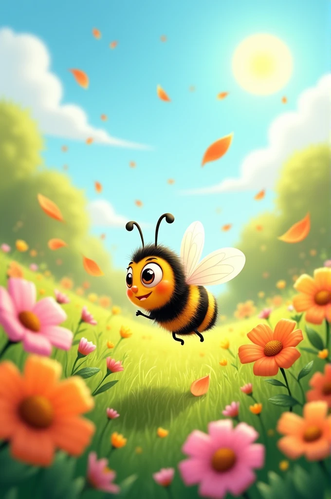 Field bee flowers, cartoons