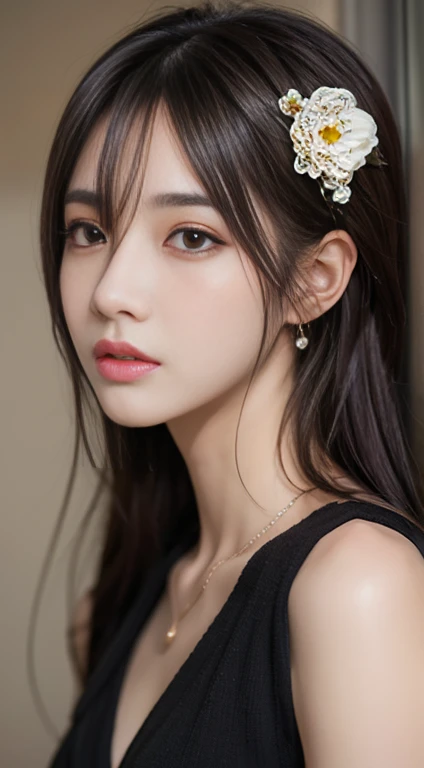 Drawing of a woman with flowers in her hair, beautiful Anime Portrait, Stunning Anime Face Portraits, Anime Girl Portrait, Detailed portrait of an anime girl, Beautiful Anime Girls, Beautiful anime faces, Realistic cute girl drawing, Anime Girl Portrait, Anime style portrait, Anime Portrait, Anime Girl Portrait, Beautiful anime style, cute anime portrait, Anime realism style
