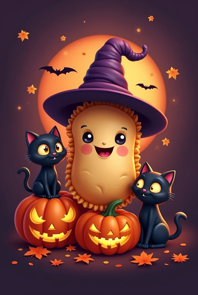 Good empanada logo for Halloween with black cats