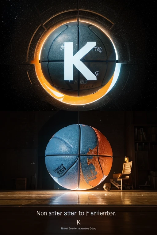 Minimalist style:
"A minimalist 'K' with clean lines and a basketball in the background. Monochrome colors, Sport style."
"A simple and elegant 'K' with an open book as background. Pastel tones and sans-serif font."
Vibrant style:
"An explosive 'K' with neon colors and a flaming basketball. Abstract background with paint splatters."
"A 'K' formed by flying book pages. Bright colors and fun font."
retro style:
"A retro style 'K' with an 80s basketball hoop. Vintage colors and serif font."
"A 'K' with an old book design, with golden edges and a parchment background."
Stable Diffusion prompts:
artistic style:
"A 'K' hand-painted with watercolors, surrounded by books and a basketball. impressionist style."
"A 'K' in graffiti style, with a basketball and a basketball court in the background."
Conceptual style:
"A 'K' that transforms into a rocket, symbolizing the knowledge that takes you far. Star and planet background."
"A 'K' formed by a neural network, symbolizing learning and intelligence."
DALL-E 2 prompts:
Realistic style:
"A photograph of a 'K' made of books, with a basketball leaning on it. natural lighting."
"A 'K' carved in wood, with a background of an old library."
surreal style:
"A giant 'K' floating in space, with a basketball and books as planets. surreal style."
"A 'K' made of water, with bubbles forming the letter. Underwater background with a basketball."
Additional tips for better results:

Be specific: The more details you provide to the AI, the better the result.
Experiment with different styles: Don't limit yourself to one style, try different combinations until you find one you like.
Use keywords: Use keywords relevantes para describir el estilo, the colors and elements you want 