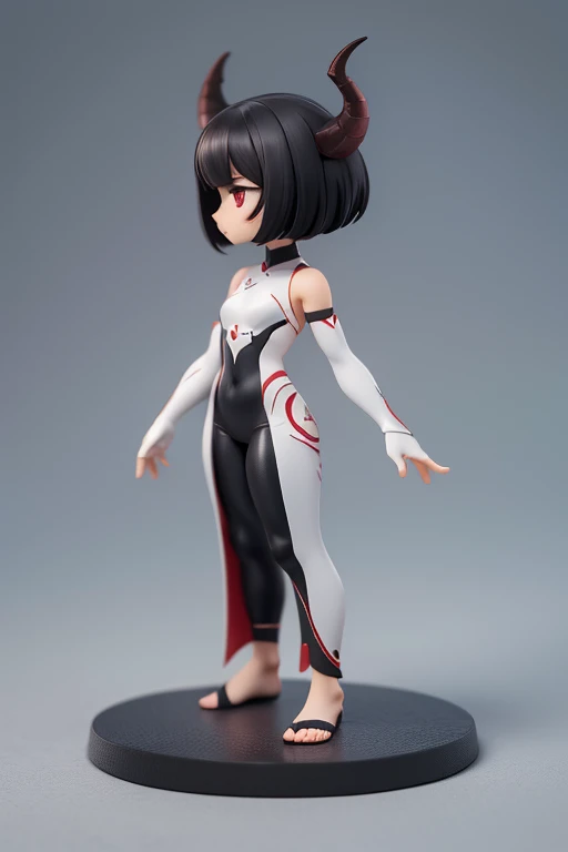、small,Mini Characters,Red eyes,Black Hair,Ahoge,short hair,short hair,Very short hair,Dark atmosphere,Deformed Character,The horns grow,thin,thin,small胸,small胸,Tight fitting clothing,Yoga Suit,spats,Look forward,Observe the audience,Facing the screen,Stand with your feet apart,You can see the toes,You can see the toes,