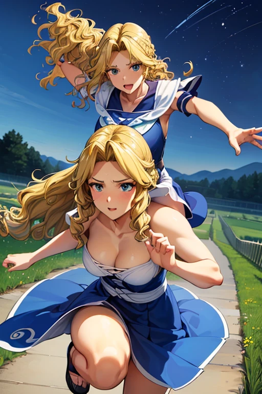 Masterpiece
(woman,The facial expression is accurate,Anime style face,greenish blue eyes )
Shooting stars flowing at night
((((grassland))))
((((座っているwoman))))
((((夜空を見ているwoman))))
8k((((high school girl))))
8k(((((Wavy, Gracefully running down my shoulders、Wavy blonde hair that flows gently around the face)))))
((Angle from below))
Emphasize the breasts and draw the body