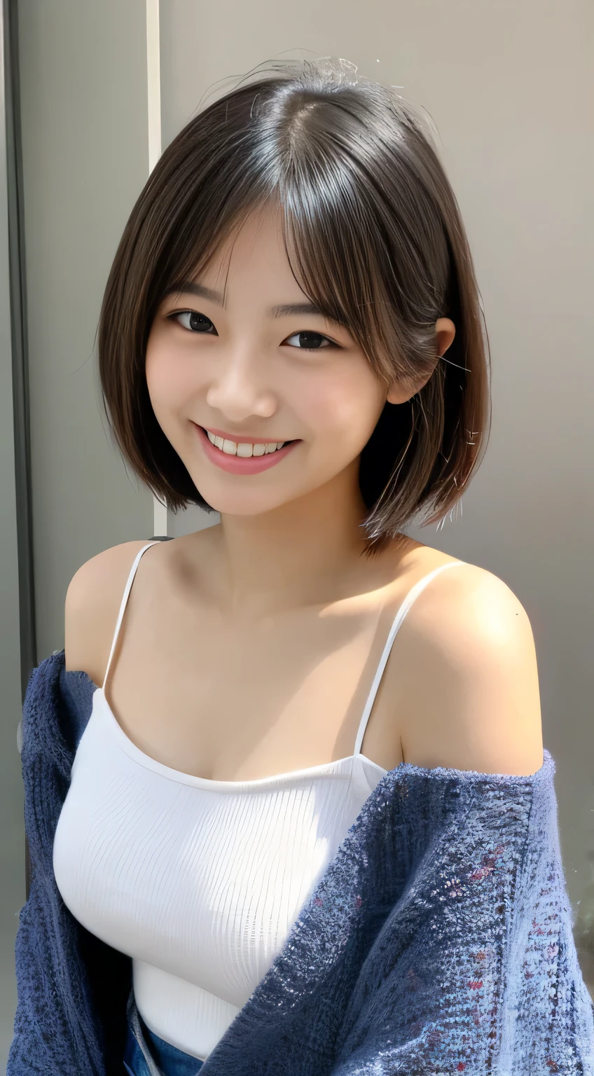 masterpiece,best quality,(Japanese girl),((Beautiful girl)),cleavage,(off shoulder:1.2),(perfect body beauty:1.2),(shy smile),beautiful teeth,From slightly above