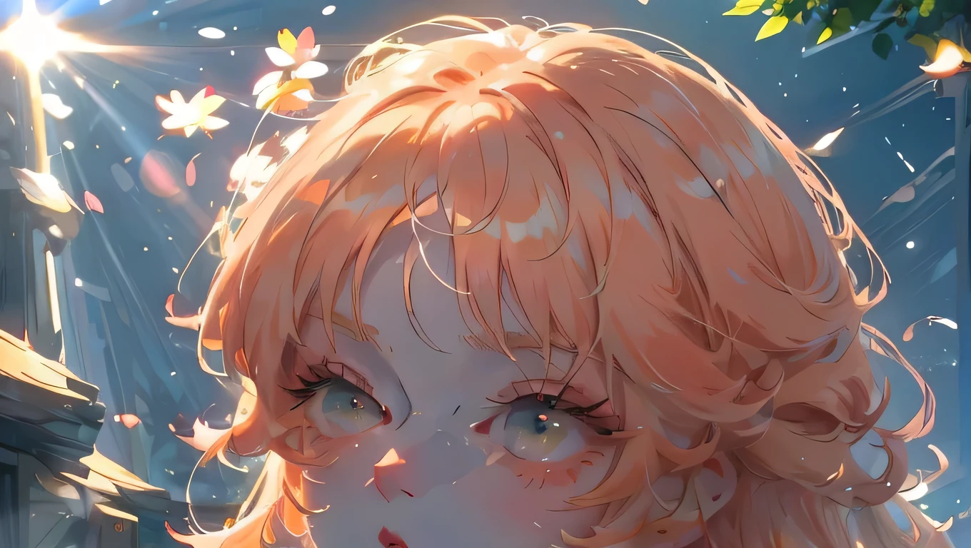 (high quality) (best quality) (a woman) (correct physiognomy) (perfect students) (perfect eyes) anime woman, long fluffy deep orange hair, green eyes, sensitive lips, feminine appearance, soft facial features, slender eyebrows, smooth skin, rosy cheeks, pink lips, silky eyelashes, dreamy expression, orange hair, middle age, in the middle of nature, cute anime animation style, sunlight illuminated photo, anatomy from head to torso in the photo