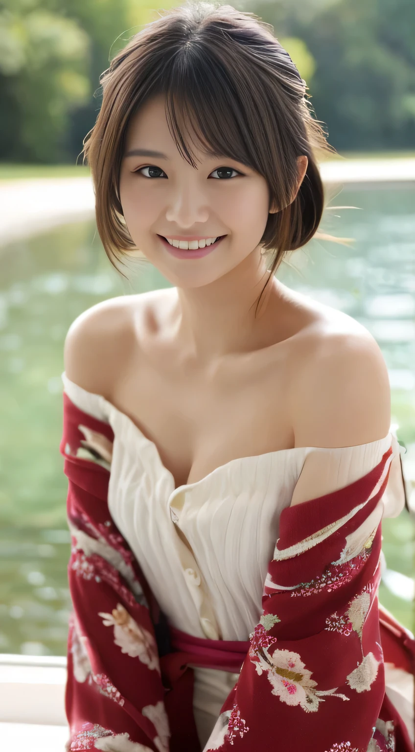masterpiece,best quality,(Japanese girl),((Beautiful girl)),cleavage,(off shoulder:1.2),(perfect body beauty:1.2),(shy smile)