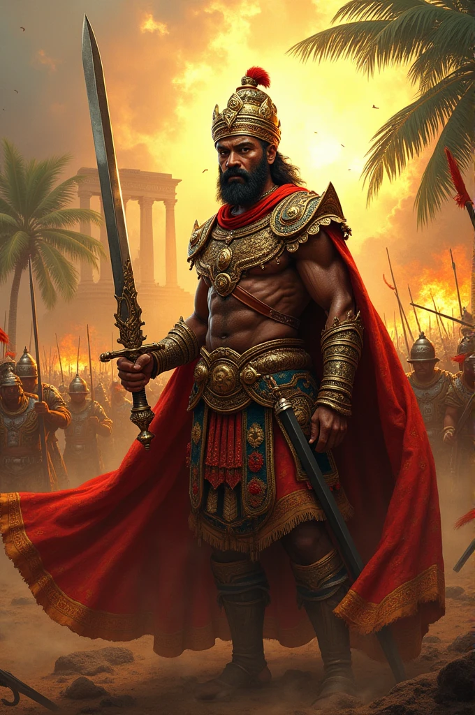 Srilankan king in a war with a sword 