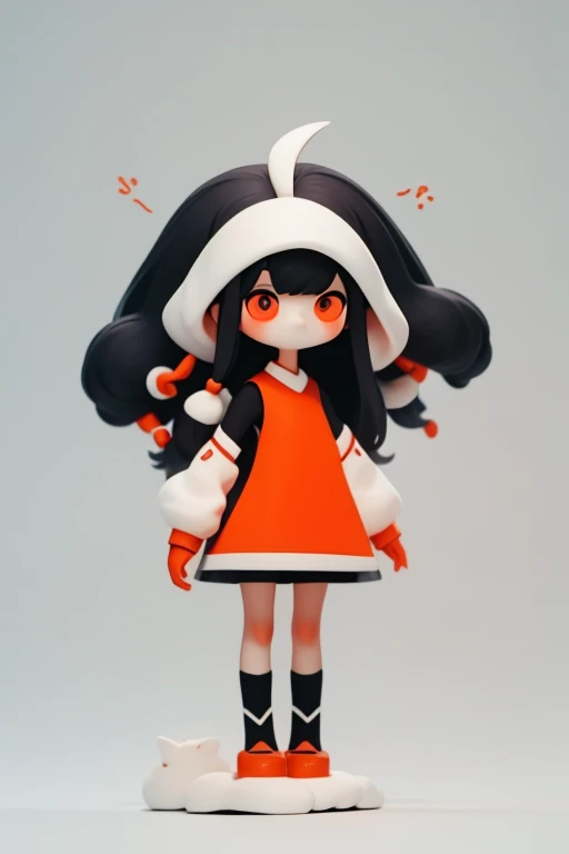 Primary school students young small height: 130cm Standing picture Simple design The dress is a one-piece camisole Sleeveless No sleeve Long Hair Long black hair Hair is black Red eyes Shoulder-baring ahoge Kokeshi