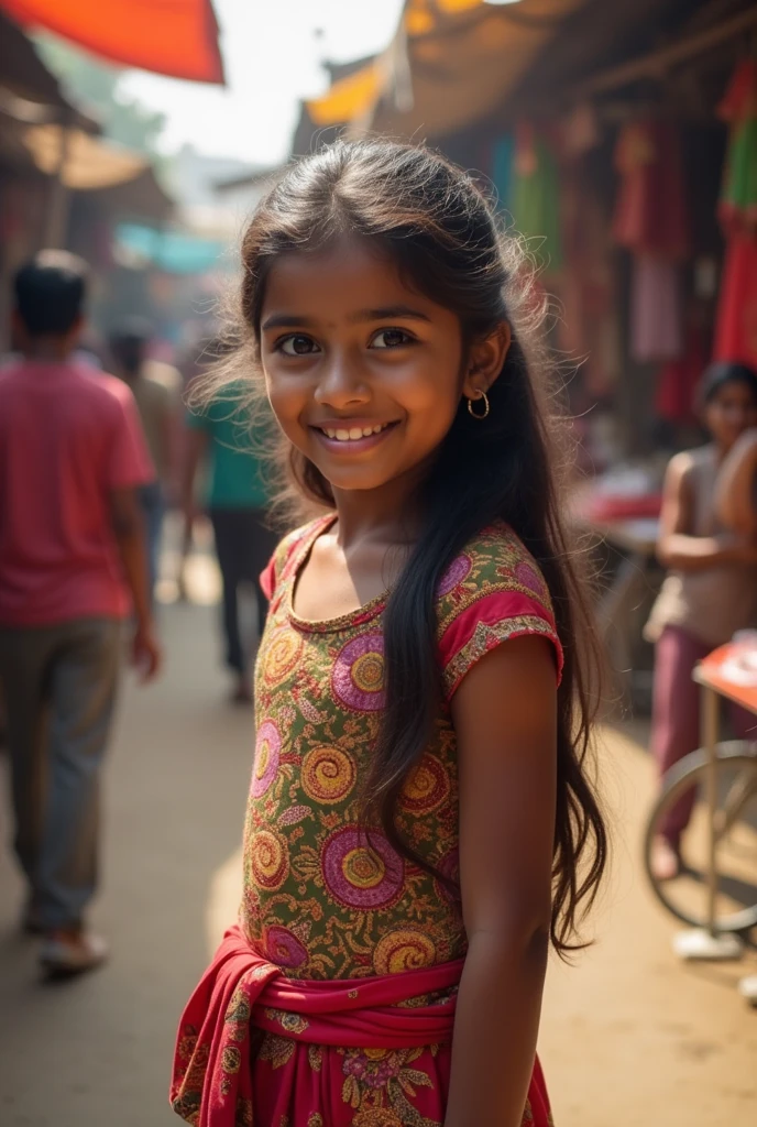 bangladeshi girl, oval shape face, smile, attractive eyes, tight feetings dress, attractive breast, standing,