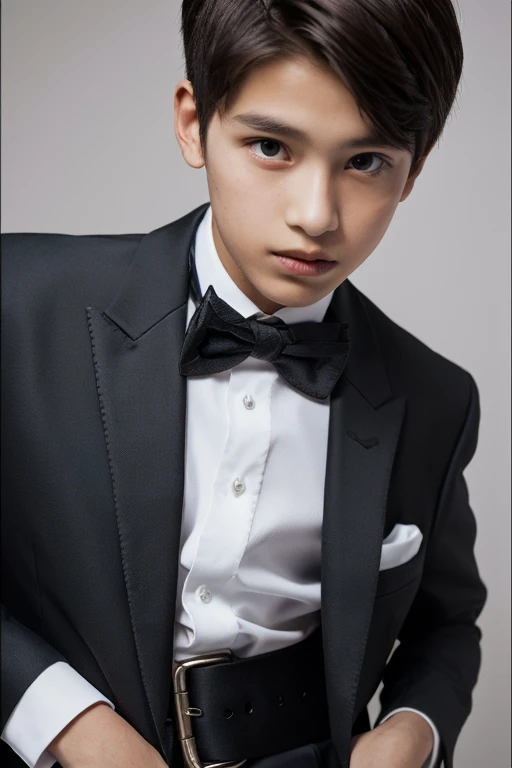 a 13 year old male wearing a suit
BELT VISABLE 4K HIGH QUALITY DETAILED
