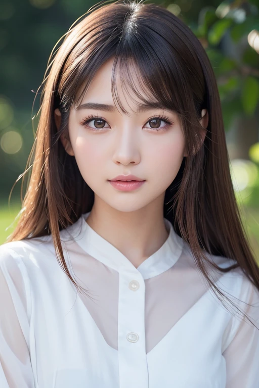 High-quality, ultra-realistic portraits。She has fox-like facial features.、Arched eyebrows for a soft look、Big, sparkling eyes are attractive。The face has a rounded contour、It exudes a gentle atmosphere。The nose is small and well-formed.、The lips are natural in colour and have a moderate thickness.。The skin is transparent、Has a healthy glow。Makeup is natural、She uses thin foundation and subtle lip color.。The lighting is soft and natural.、Accentuating facial features、Does not emphasize shadows。The background is simple and has a blurred gradient.、Focus on the face。
