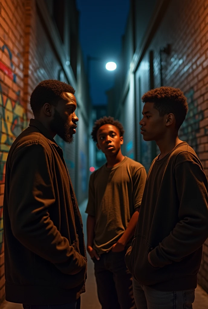 BoysBlack American talking on her two friends in the dark place they whant to end the fight