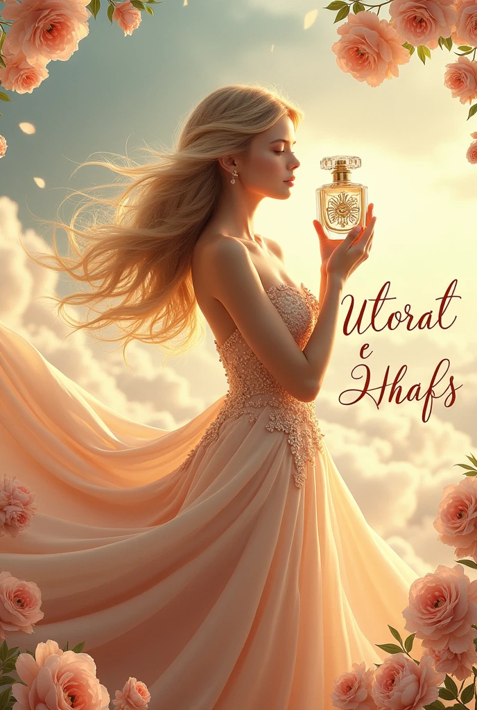 Make a professional perfume poster for perfume company name "UTORAT-E-HAFS"