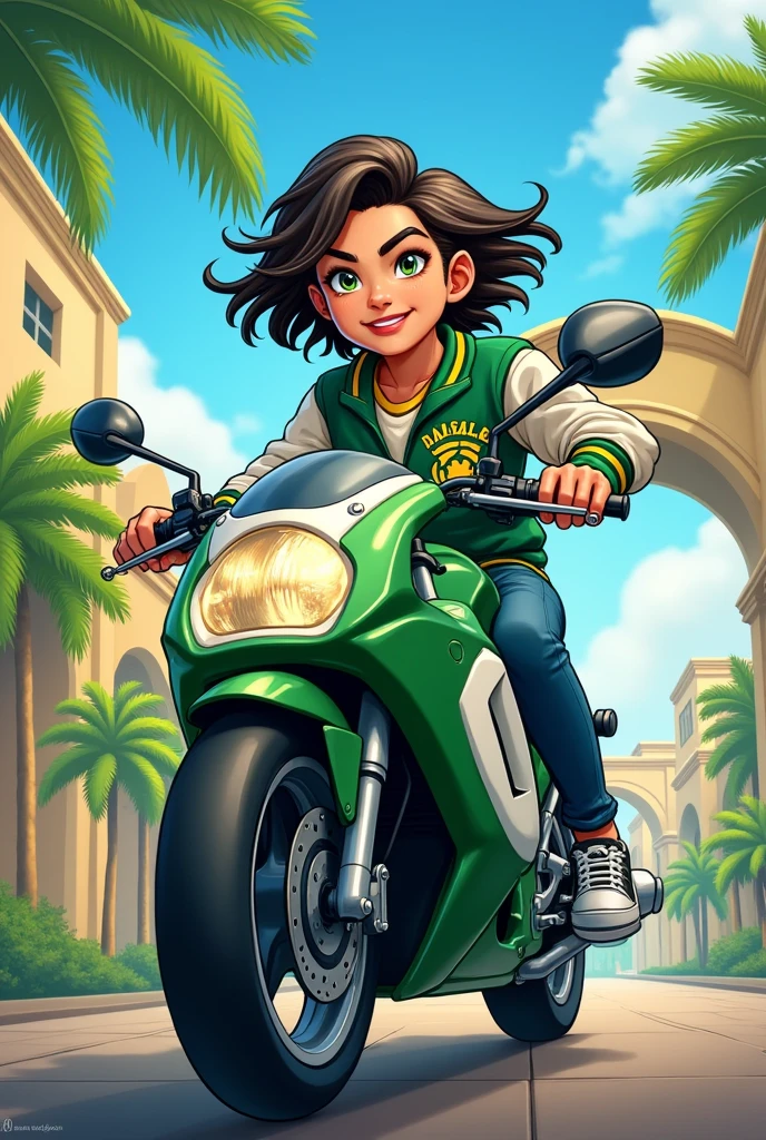 De la salle university green Archer riding in motorcycle