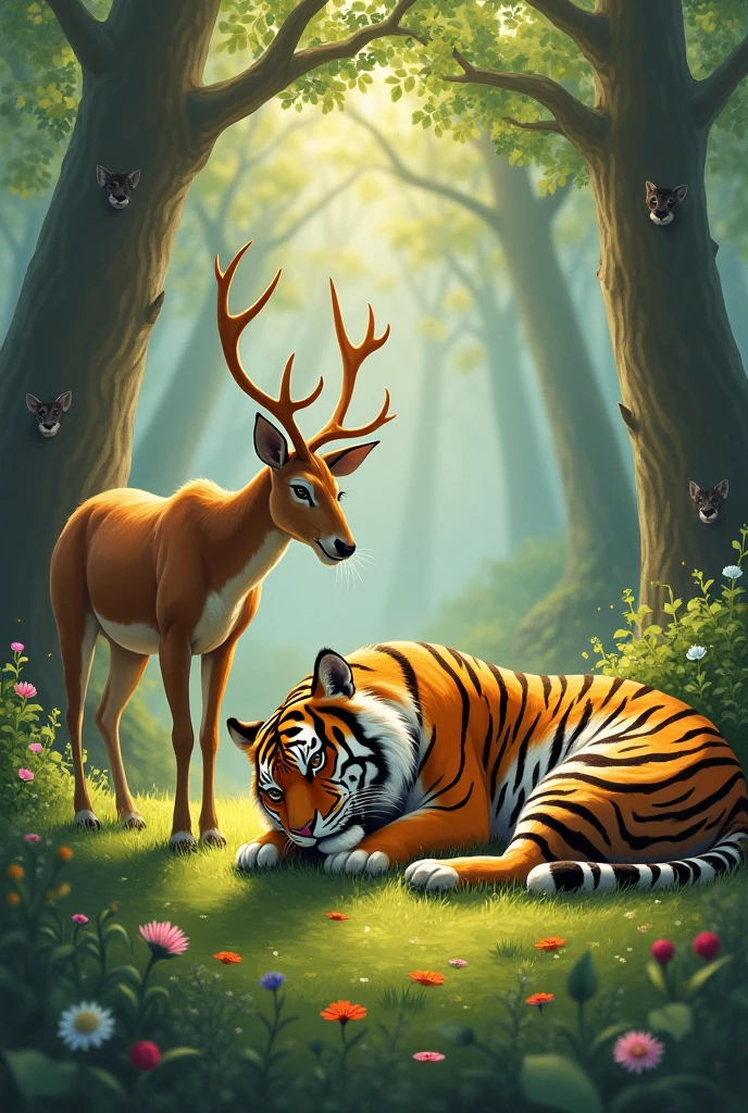 An deer eating a tiger
