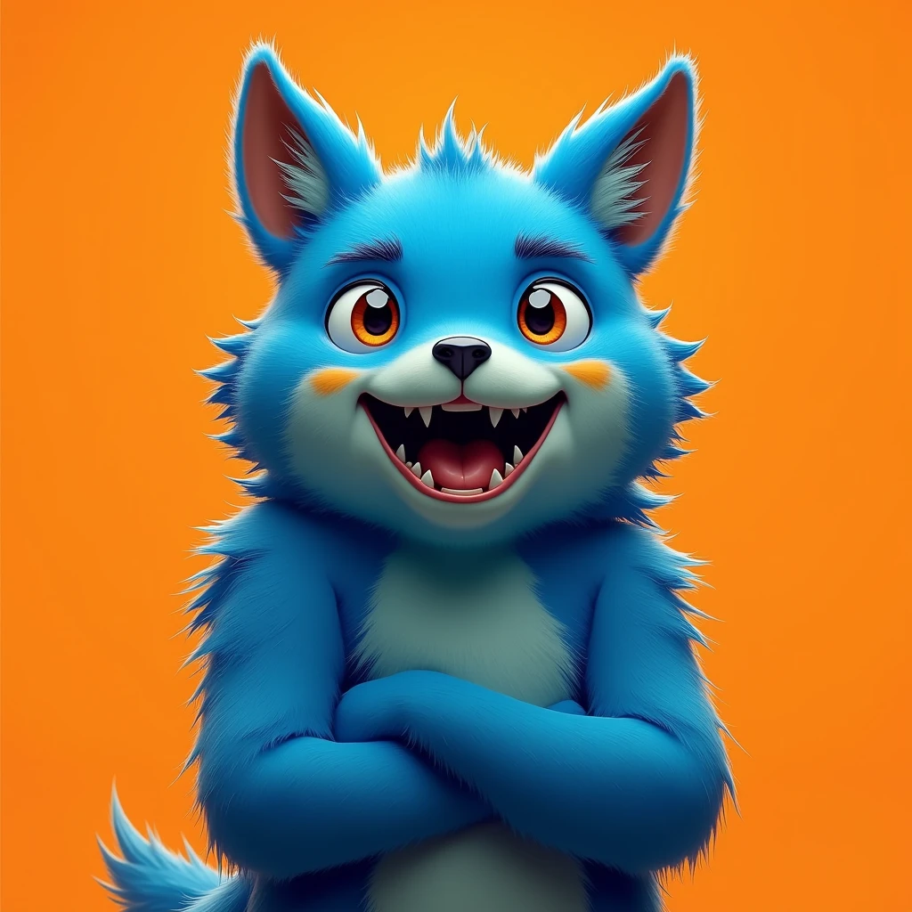 Resistance Oggy inu , blue , head only , tone network icon , plain orange background