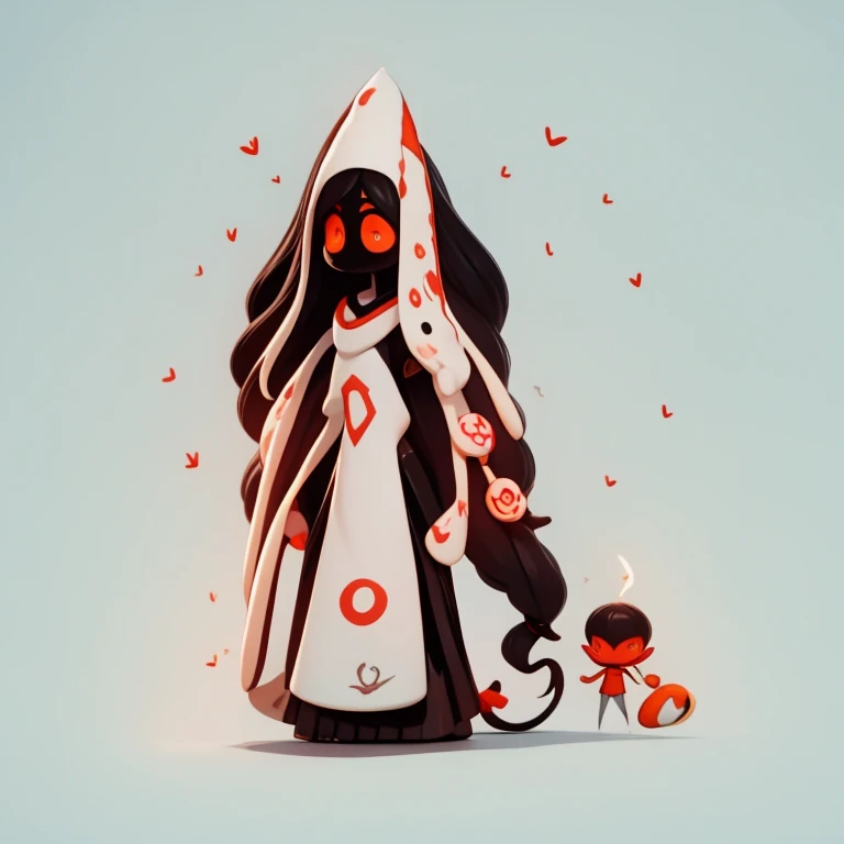 　Primary school students　young　small　height: 130cm　Standing picture Simple design　The dress is a one-piece　camisole　Sleeveless　No sleeve　Long Hair　Long black hair　Hair is black　Red eyes　Shoulder-baring ahoge　Kokeshi
