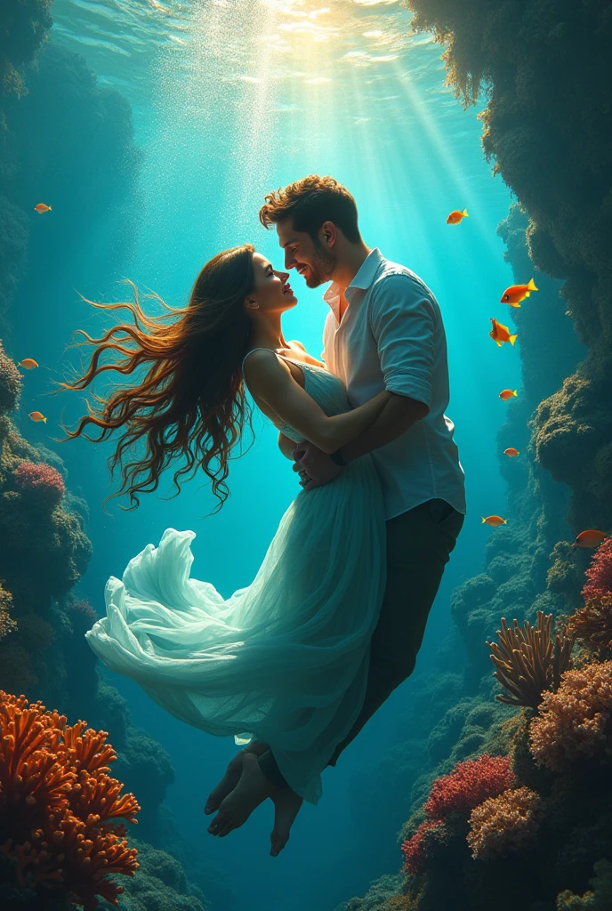 Couple loving under the sea