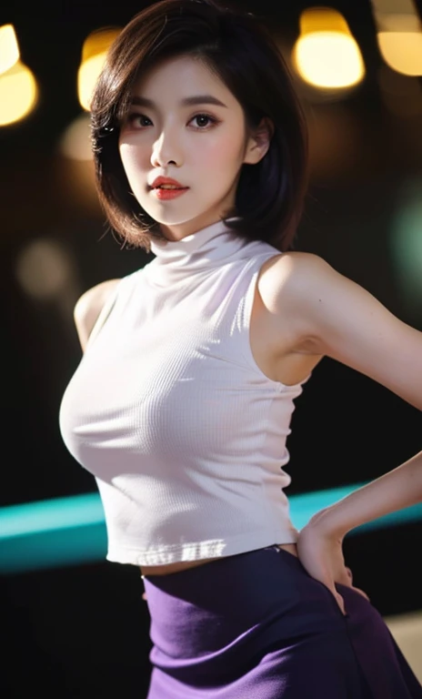 8K quality、High resolution、Realistic skin texture、High resolutionの瞳、woman、Sleeveless blouse、Miniskirt with no panties、Blondeショートポニーテール、thin、Bare crotch、リアルなwoman性器、Small breasts、Blonde、thin脚、Sweating profusely、Sweat accumulates in the chest、bar counter、Well-groomed navel、Lean forward、Touching the groin、Ecstatic expression、woman器から垂れる大量の白濁した液体、