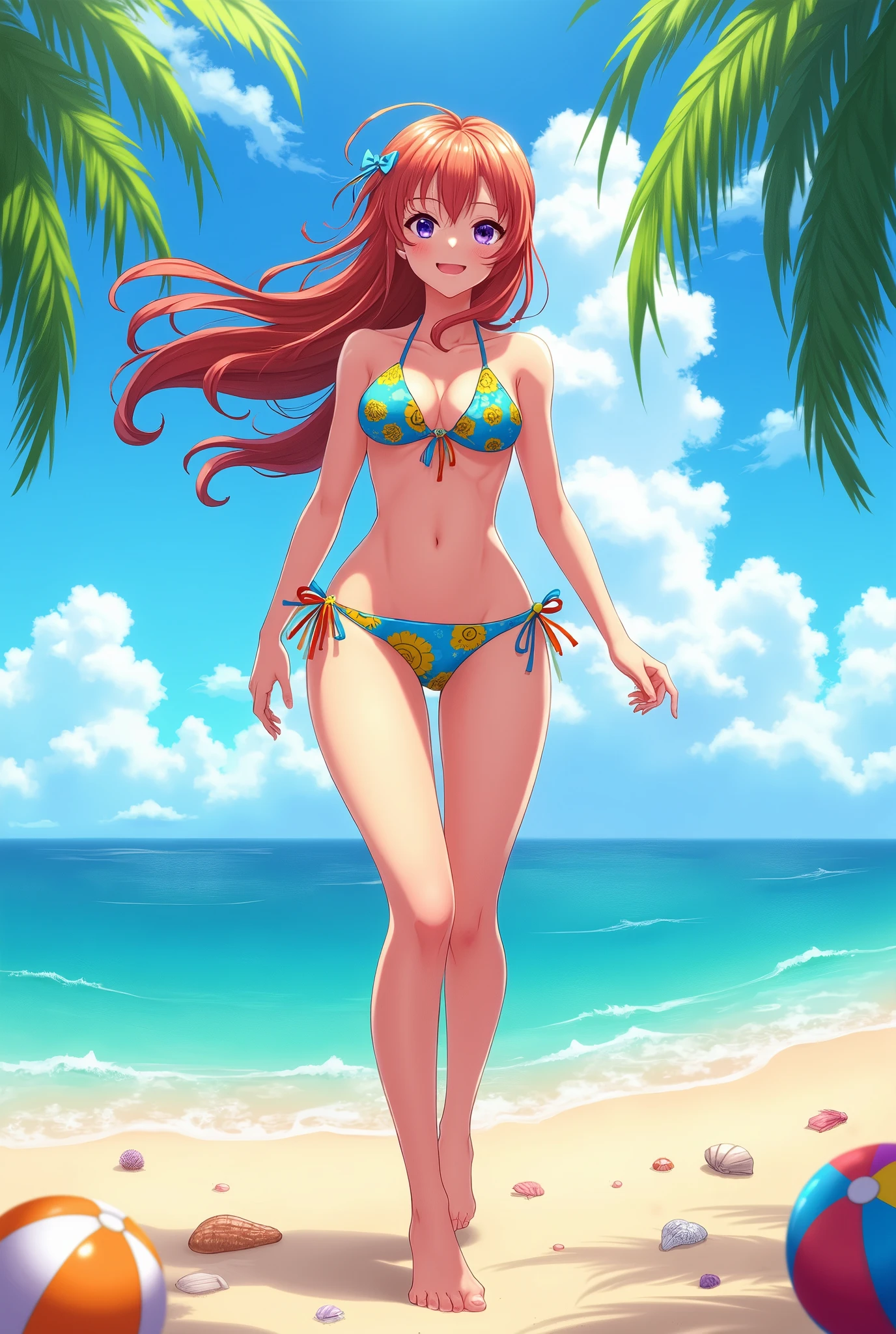 Anime bikini, in beach, medium
