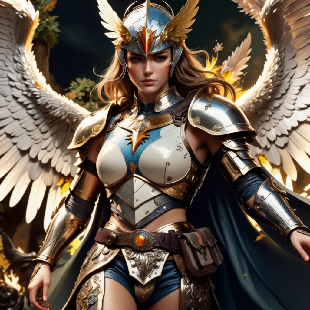 arafed woman with wings and a gold outfit posing for a picture, artgerm julie bell beeple, mystical atlantean valkyrie, karol bak uhd, deviantart artstation cgscosiety, wlop art, fantasy art behance, devianart and cgsociety, 4k fantasy art, wlop and artgerm, artstation masterpiece