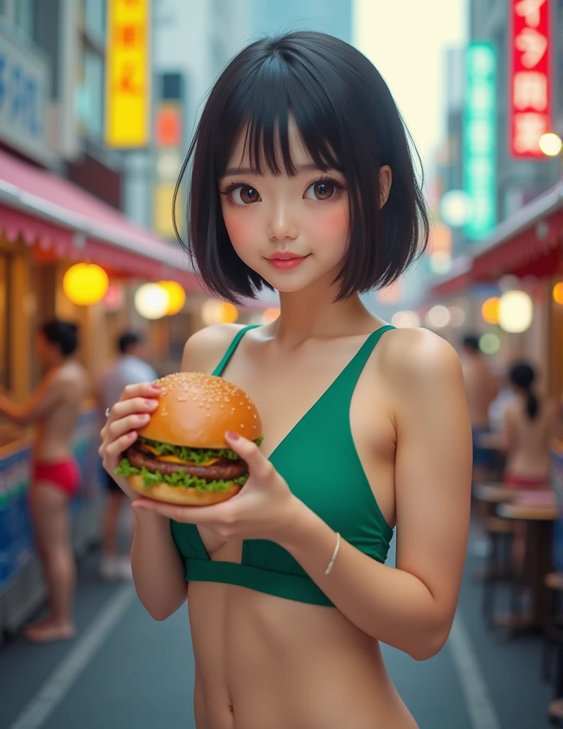 Shooting from above、(((The two of them are lying on their backs on a large table.)))、(2 women),（Very large breasts、Very heavy chest）,20-year-old,young woman、Japanese、Colorful Hair, Short Hair,beautiful girl、slender、thin,Glaring expression,(((Completely naked))),(((Beautiful nipples are visible))),Accentuate your breasts,White skin、A large amount of  is covering the whole body.、Both arms are down、photograph, Realistic, highest quality, Detailed face,、camp site、barbecue、Outdoor、sunlight、(((Lots of food on the table、A large amount of food around a woman&#39;s chest、The two of them are lying on their backs on a large table.)))、Written boundary depth, Bokeh,Watching the audience、Sad face、(((Face is reflected))),(((Exposing her breasts))),(((Exposed nipples))),The fingers are not visible、,(((Exposing her breasts))),(((Exposed nipples))),,(((Exposing her breasts))),(((Exposed nipples))),(2 women),(((The two of them are lying on their backs on a large table.)))、